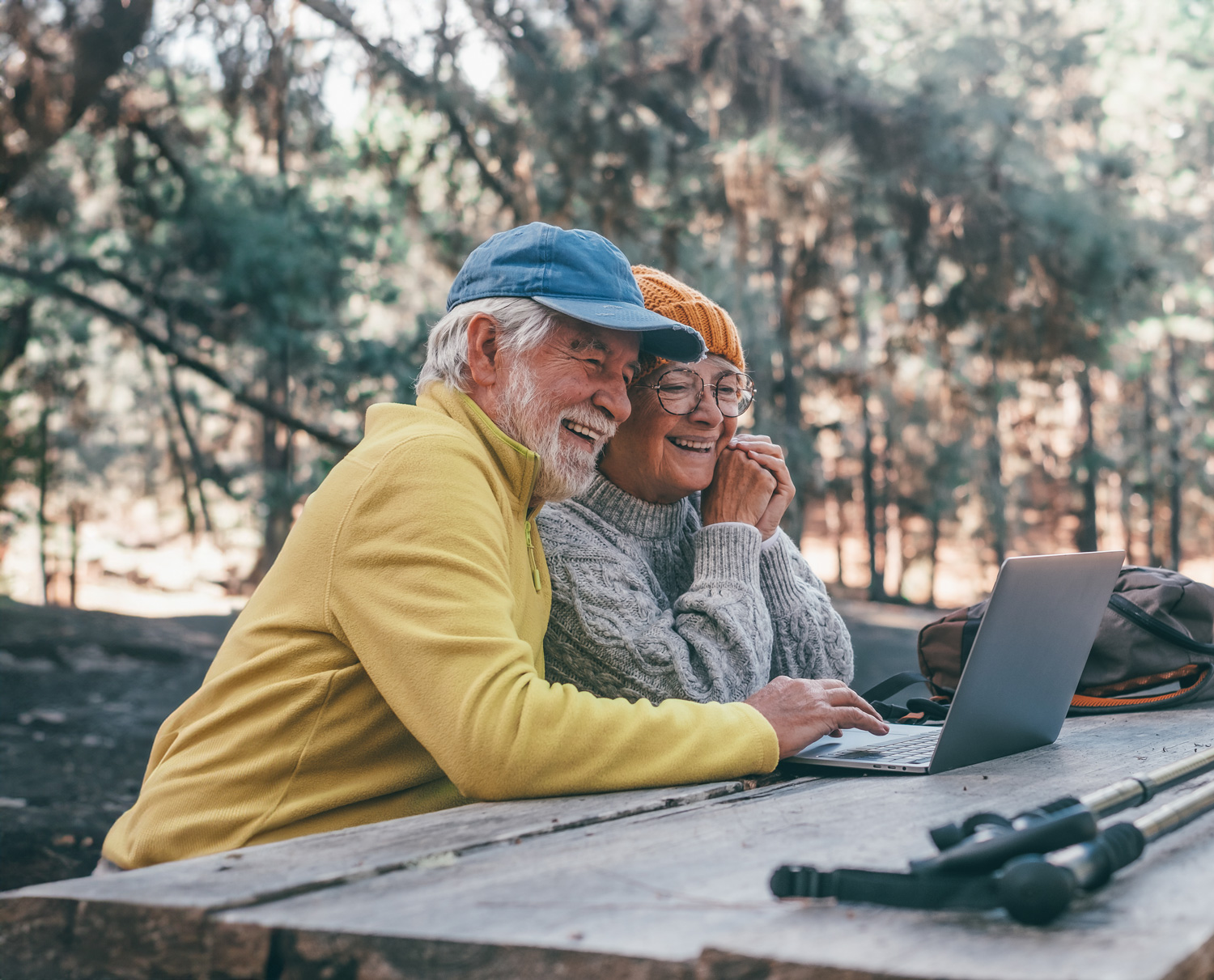 Older couple online banking