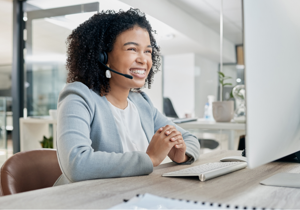 happy call center woman