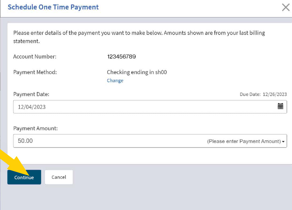 step 5 continue payment