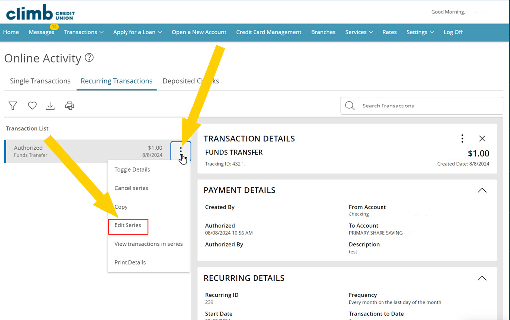 step 5 edit recurring transactions