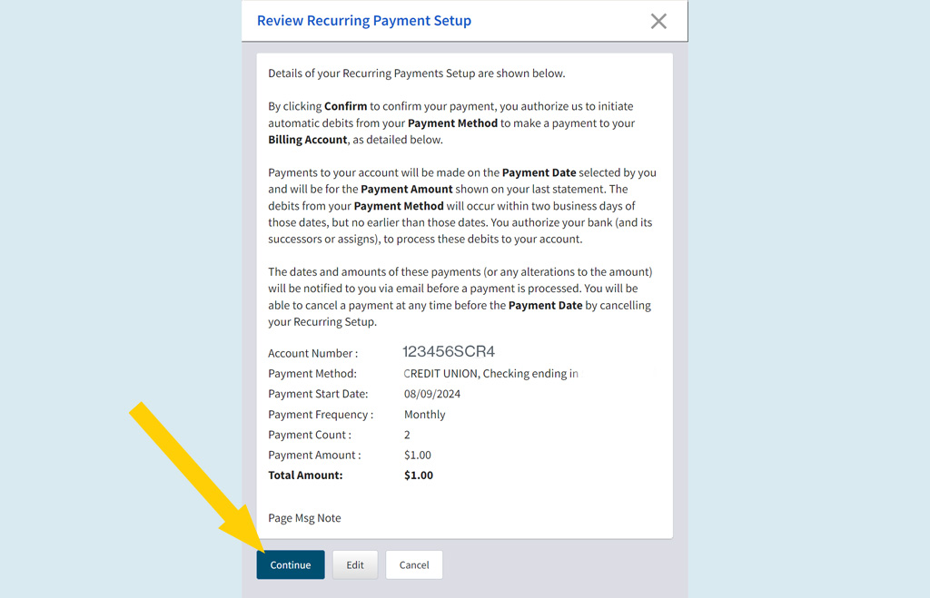 step 9 recurring payment setup